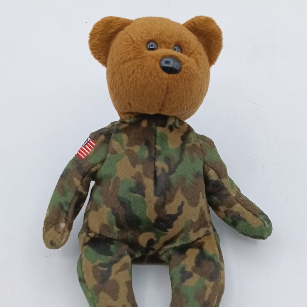 Ty Beanie Babies HERO the Bear 8" H PLUSH Beanbag Plush Toy 2001